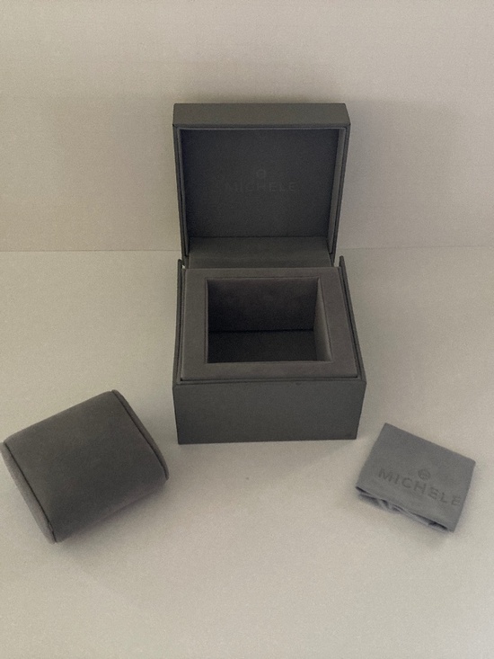Michele Gray Watch Box/Cushion/Polishing Cloth/Manual/Warranty Card/NEVER USED!! main image 10